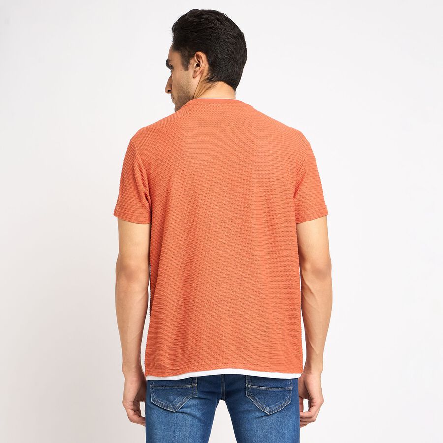 Men's Round Neck Half Sleeves T-Shirt, Orange, large image number null