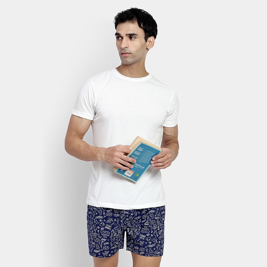 Men's 100% Cotton Boxers, Navy Blue, large image number null