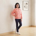 Girls' Pink Faux Fur Collar Puffer Jacket, Pink, small