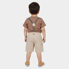 Infants' Beige Cotton Round Neck Baba Suit, Beige, small