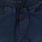 Boys' Navy Blue Straight Fit Drawstring Waist Jeans, गहरा नीला, small