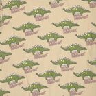 Boys Beige Cotton Round Neck Dinosaur Printed Night Suit, Beige, small