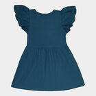 Girls Cotton Frock, Teal Blue, small image number null