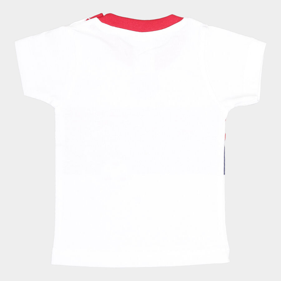 Infants Cotton Round Neck T-Shirt, White, large image number null
