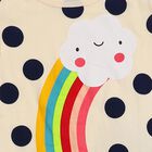 Girls Cream Cotton Rainbow Graphic Top and Navy Blue Capri Set, Off White, small image number null
