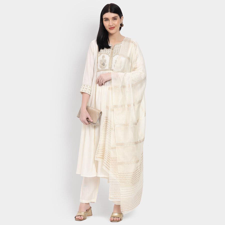 Ladies' Ethnic Set , Off White, large image number null