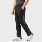 Men's Black Straight Fit Side-Striped Track Pants, Black, small