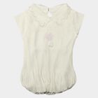 Girls White Peter Pan Collar Regular T-Shirt, सफ़ेद, small