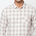 Men's Brown Cotton Checked Regular Fit Casual Shirt, Brown, small
