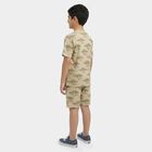 Boys Beige Cotton Round Neck Dinosaur Printed Night Suit, Beige, small