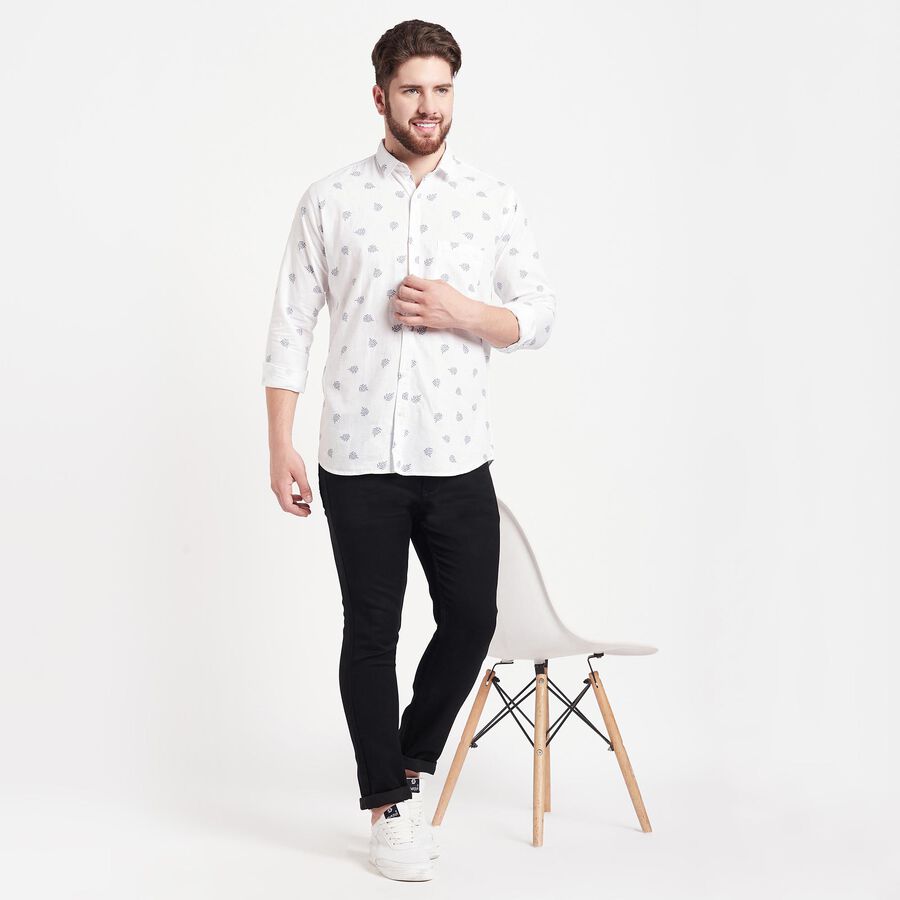 Cotton Printed Casual Shirt, White, large image number null