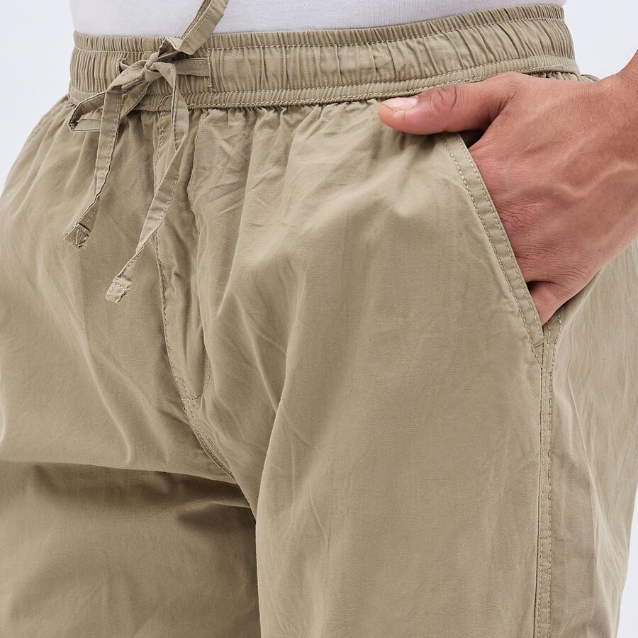 Men's 100% Cotton Cargo Track Pants, Beige, large image number null