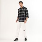 Men's Dusty Charcoal Black Cotton Spread Collar Casual Shirt, काला, small image number null