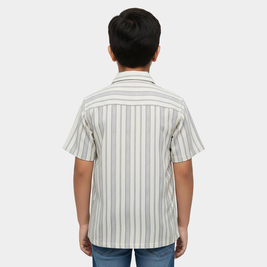 Boys' Off-White Cotton Classic Collar Casual Shirt, ऑफ व्हाइट, large