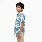 Boys' Muted Teal Blue Cotton Half Sleeve Classic Casual Shirt, मध्यम नीला, small image number null