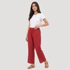 Women's Maroon Regular Fit Striped Palazzos, Maroon, small
