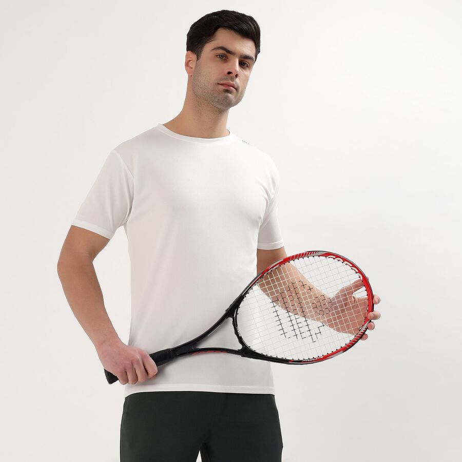 Men's White Crew Neck Athleisure T-Shirt, White, large