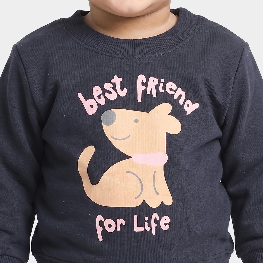 Infants' Navy Blue Round Neck Pullover Sweatshirt, Navy Blue, large