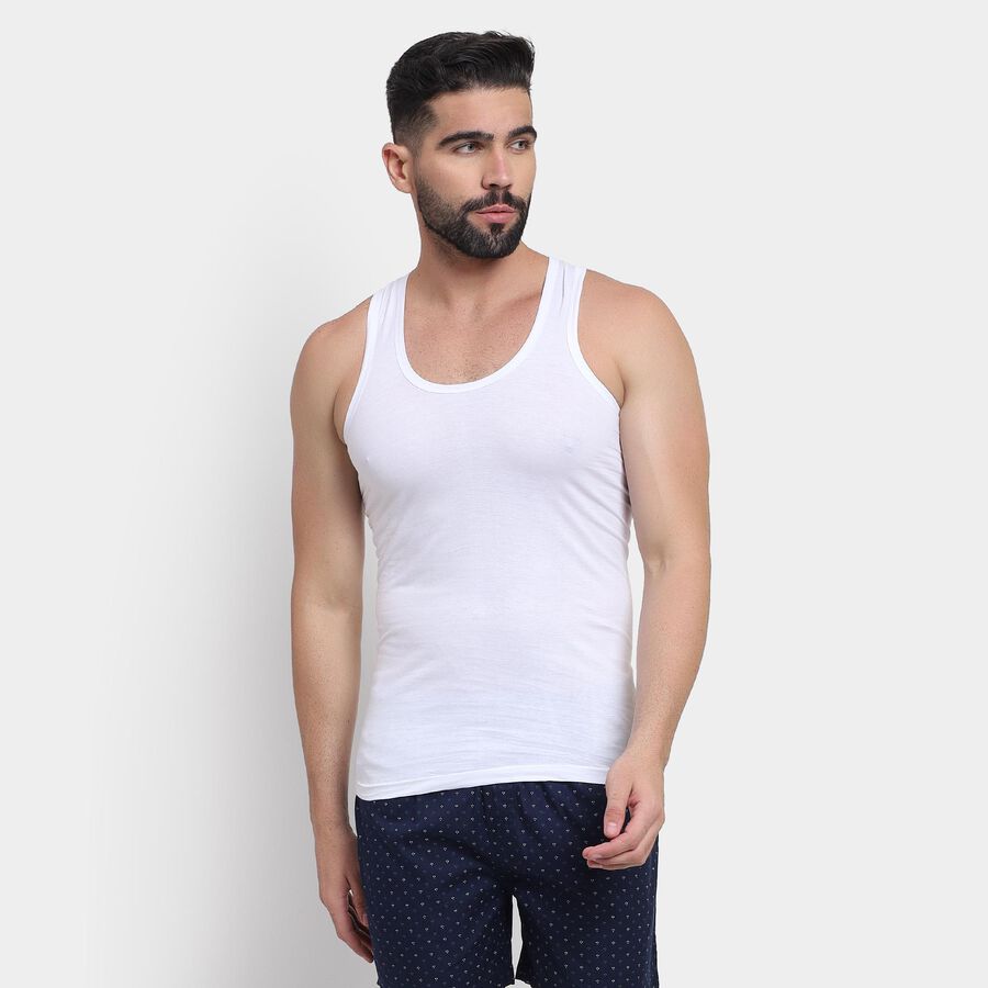 Men's 100% Cotton Vest , White, large