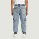 Boys' Light Blue Jogger Fit Cargo Pocket Jeans, हल्का नीला, small