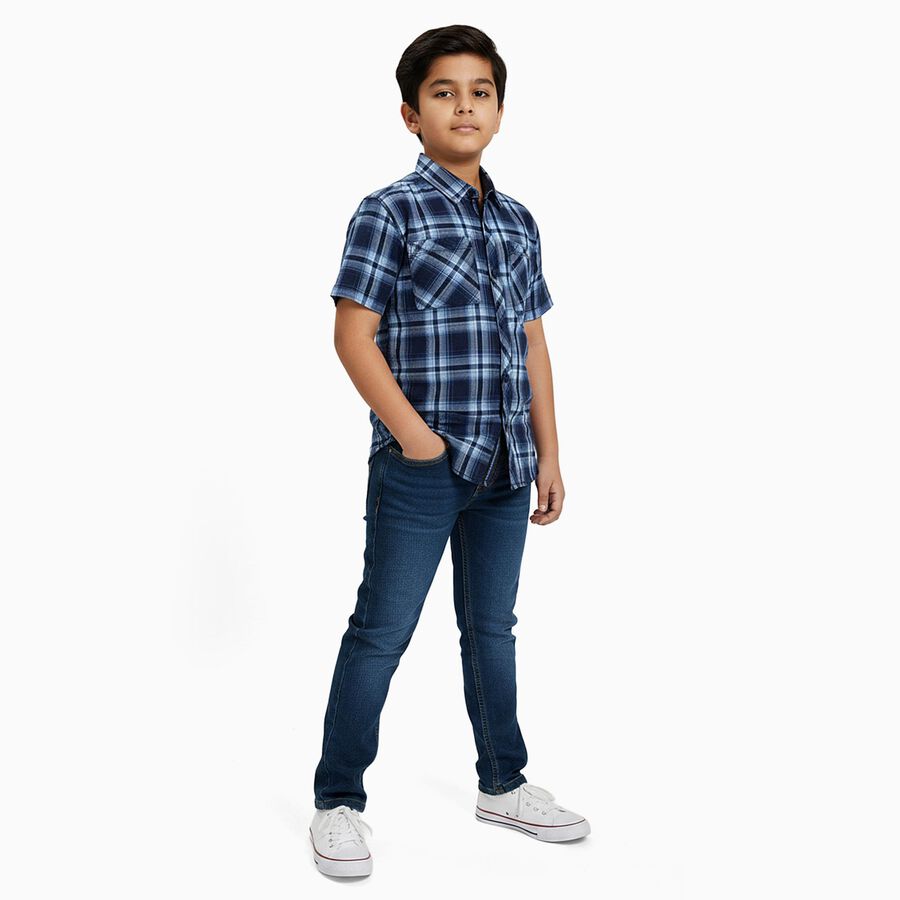 Boys' Casual Shirt, Mid Blue, large image number null