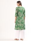 Women's Dark Green Round Neck Straight Kurta, गहरा हरा, small