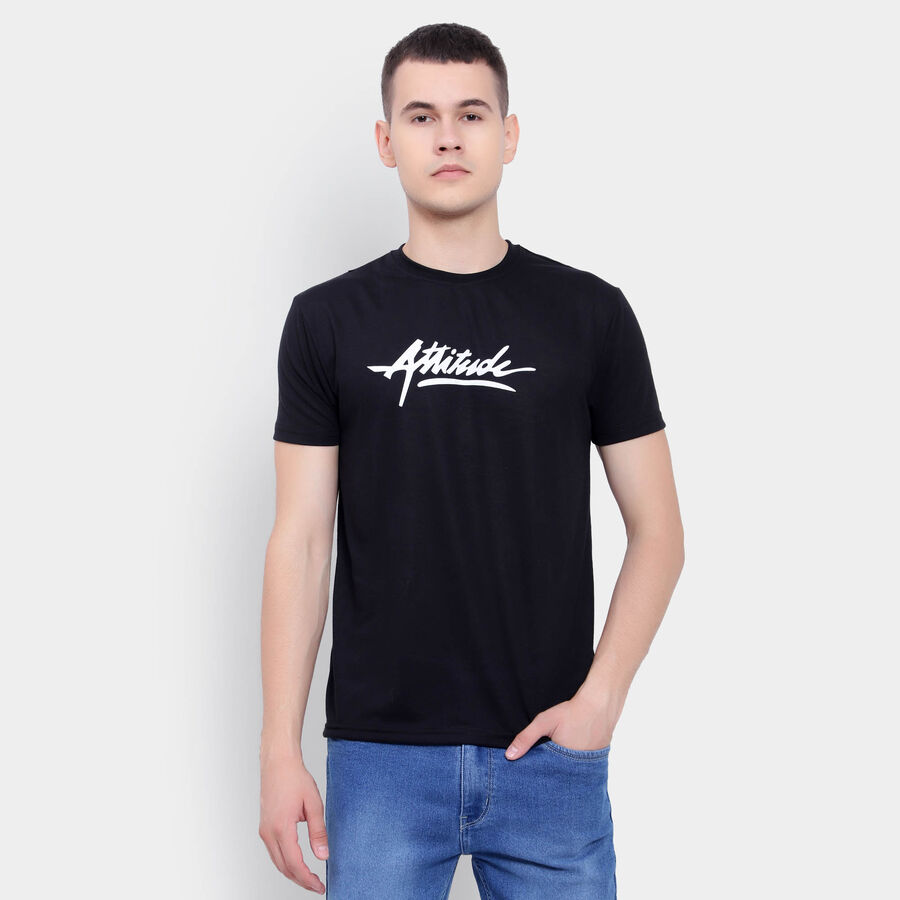 Round Neck T-Shirt, Black, large image number null