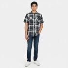 Boys Navy Blue Cotton Short Sleeves Collared Regular Fit Shirt, नेवी ब्लू, small