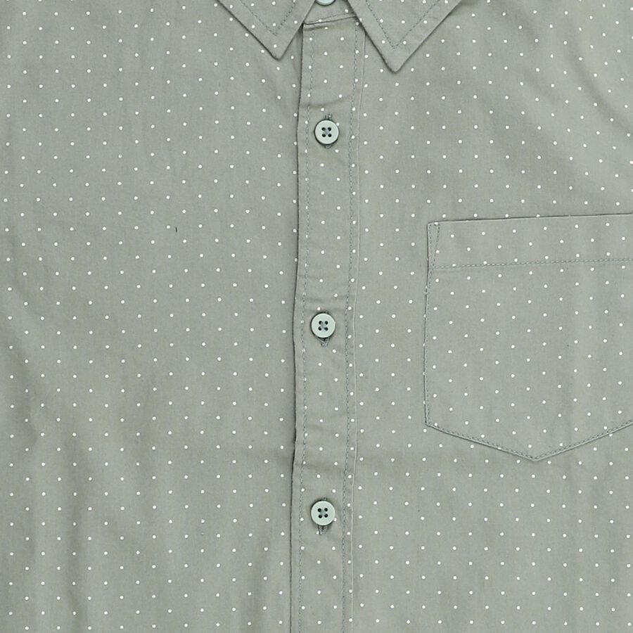 Boys Light Sage Green Cotton Half Sleeve Classic Casual Shirt, हल्का हरा, large image number null