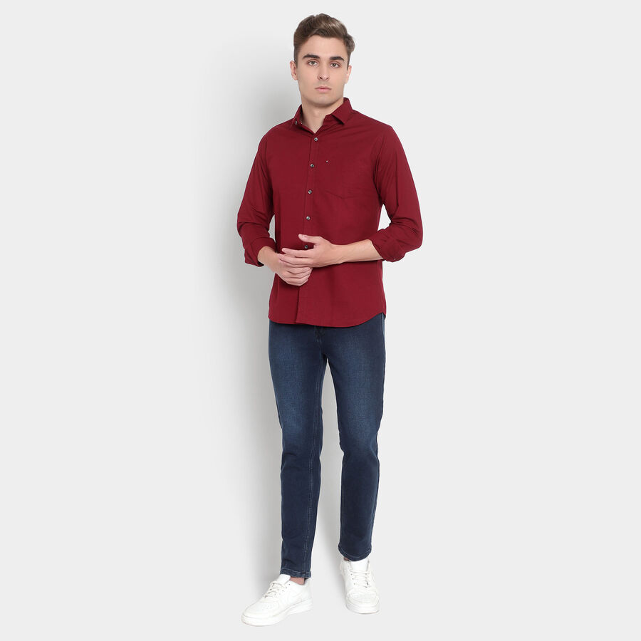 Cotton Solid Casual Shirt, Maroon, large image number null