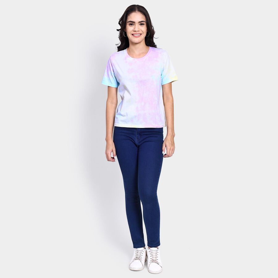 Ladies' 100% Cotton Round Neck T-Shirt , नीला, large image number null