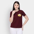 Ladies' Round Neck T-Shirt, Wine, small