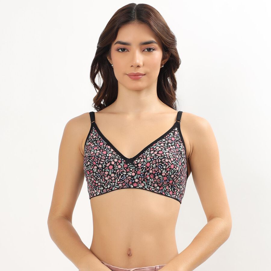 Ladies' 100% Cotton Bra , Black, large image number null