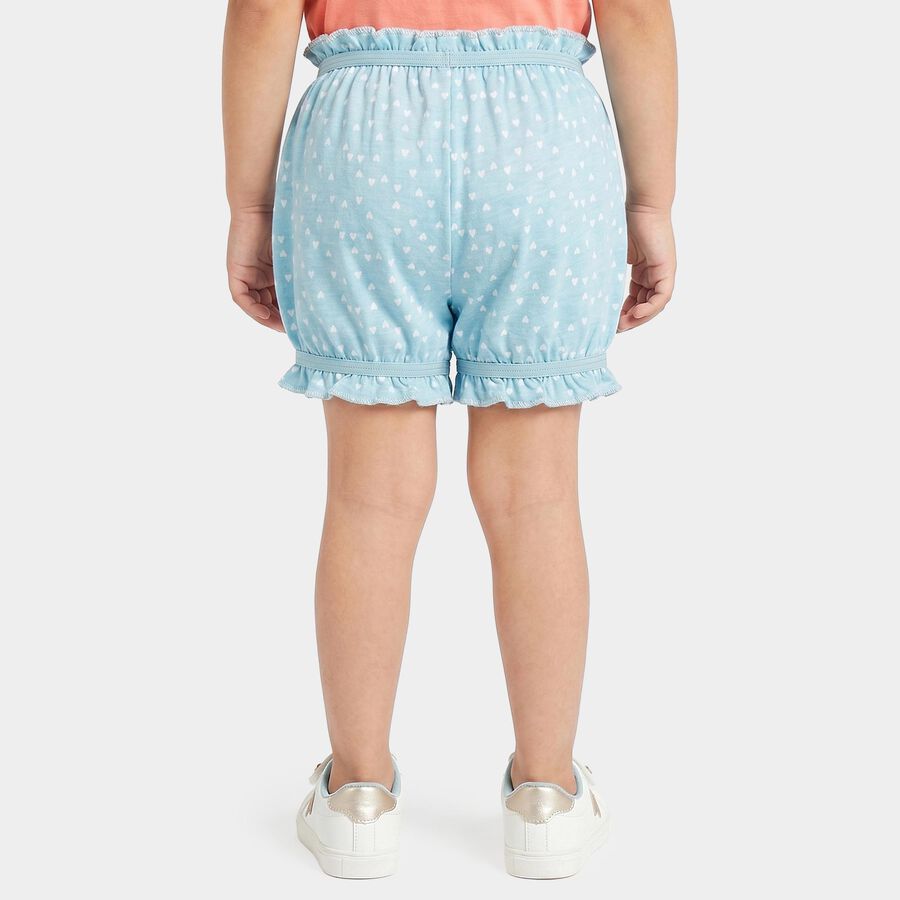 Girls' Aqua Regular Fit Heart Print Bloomer, एक्वा, large