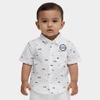 Infants' White Cotton Half Sleeve Classic Collar Classic Shirt, White, small