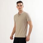 Men's Muted Beige Polo Neck Casual T-Shirt, Ecru Melange, small image number null