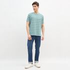 Men's Bright Aqua Blue Round Neck Casual T-Shirt, Aqua, small