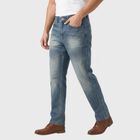 Men's Blue Straight Fit Faded Jeans, Mid Blue, small
