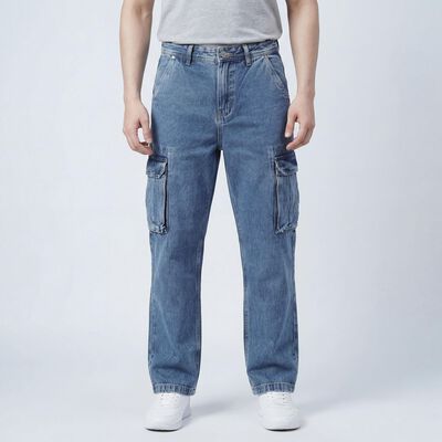 Men's Blue Slim Fit Washed Jeans