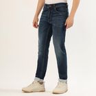Men's Deep Indigo Slim Fit Jeans, गहरा नीला, small