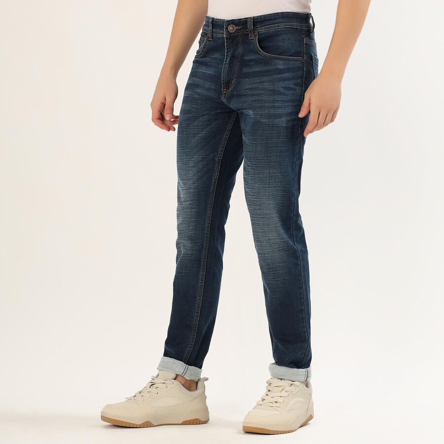 Men's Deep Indigo Slim Fit Jeans, गहरा नीला, large
