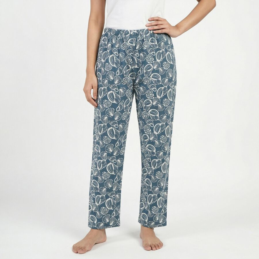 Women&rsquo;s Navy Blue Relaxed Fit Solid Pyjama, गहरा नीला, large