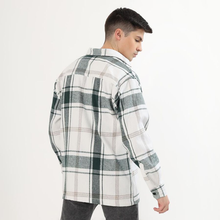 Men's Dark Forest Green and White Plaid Classic Casual Shirt, Dark Green, large