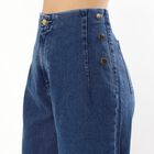 Women's Deep Indigo Wide-Leg High-Waist Jeans, मध्यम नीला, small image number null