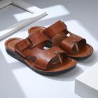 Men's Tan Slip-On Slide Sandals, Tan, small