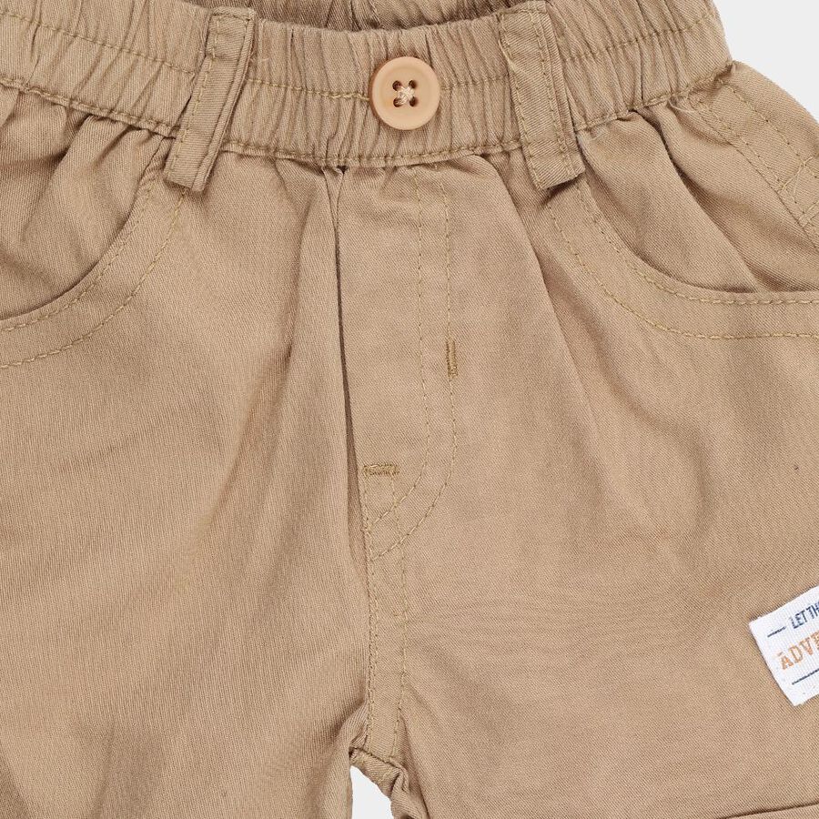 Infants' Beige Cotton Mandarin Collar Striped Baba Suit, गहरा पीला, large image number null