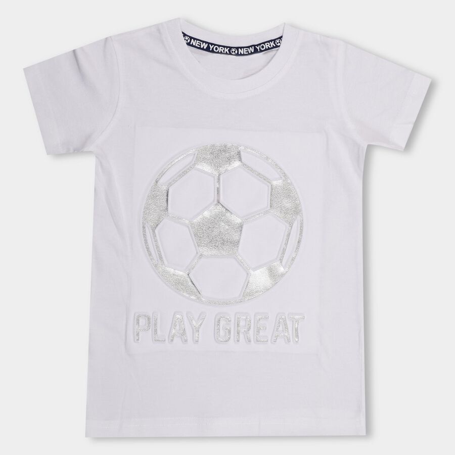 Boys' 100% Cotton Half Sleeves T-Shirt , सफ़ेद, large image number null