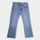 Girls' Buttoned Jeans, Mid Blue, small image number null