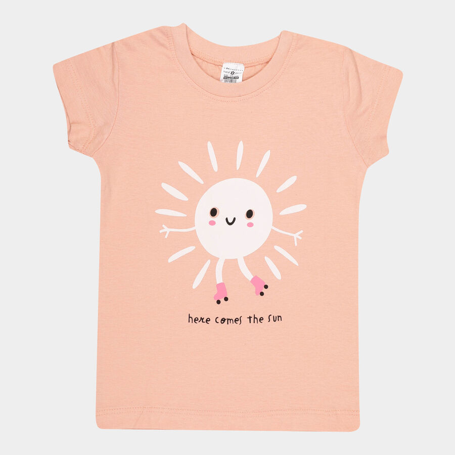 Girls Cotton T-Shirt, Light Pink, large image number null