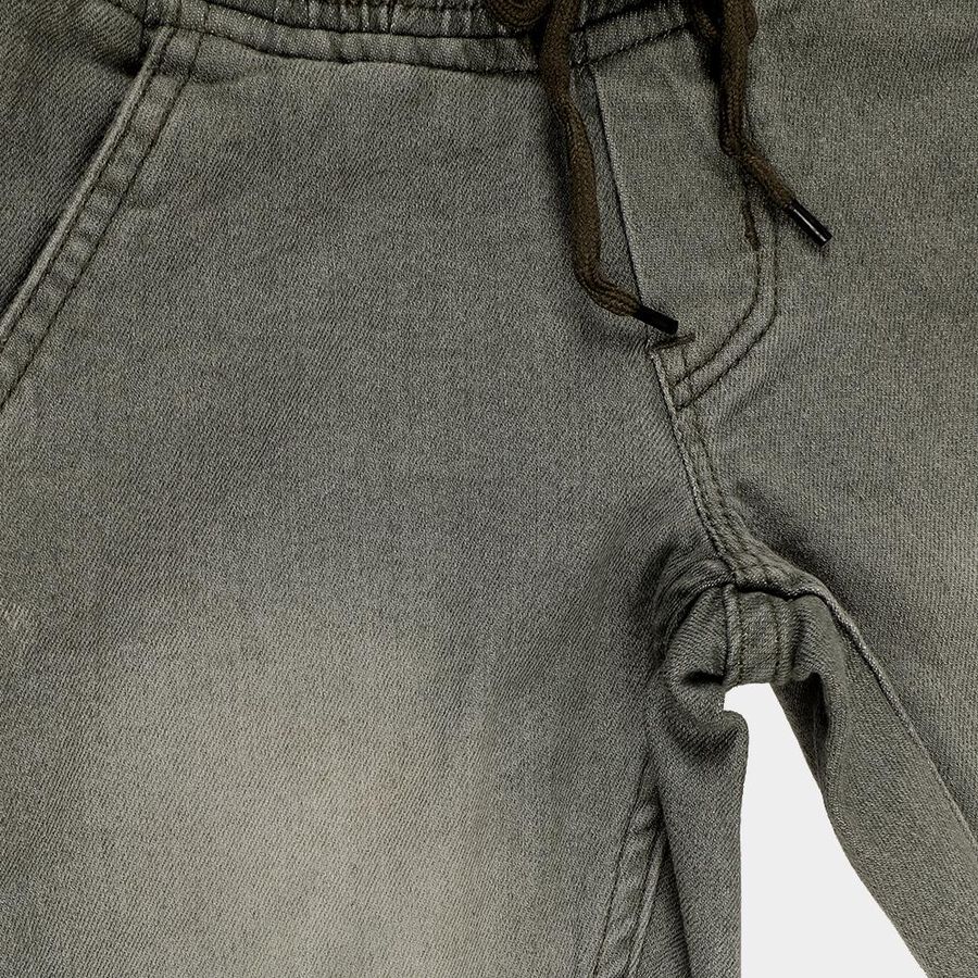 Boys' Faded Olive Relaxed Fit Elastic Waist Jeans, Olive, large image number null